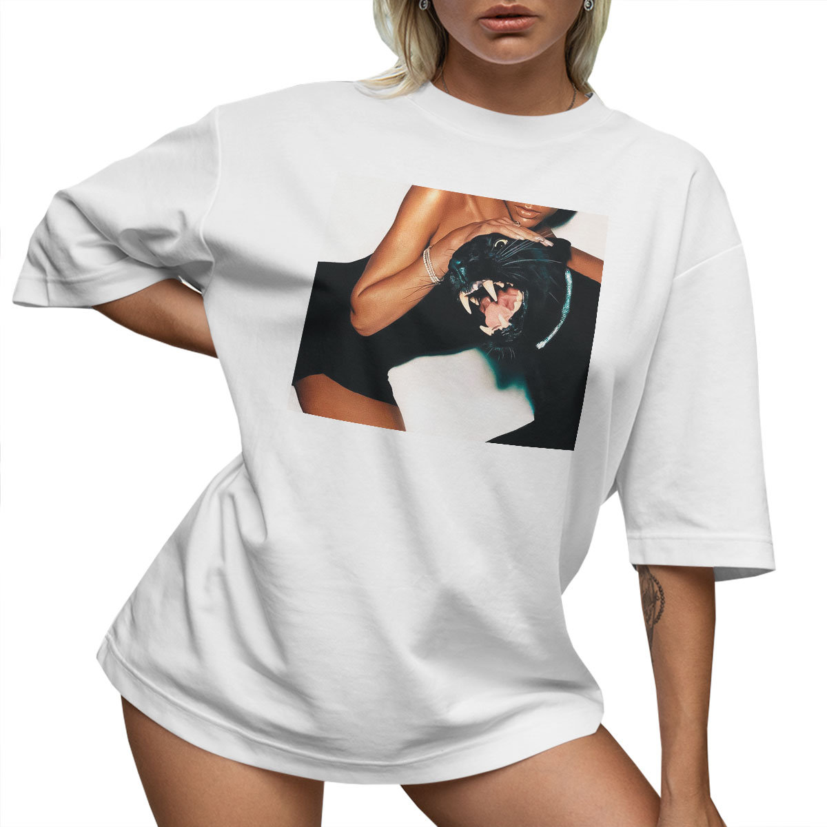 T-SHIRT OVERSIZE LU��NA KOSZULKA AESTHETIC PANTERA VICTORIA S SUKIENKA