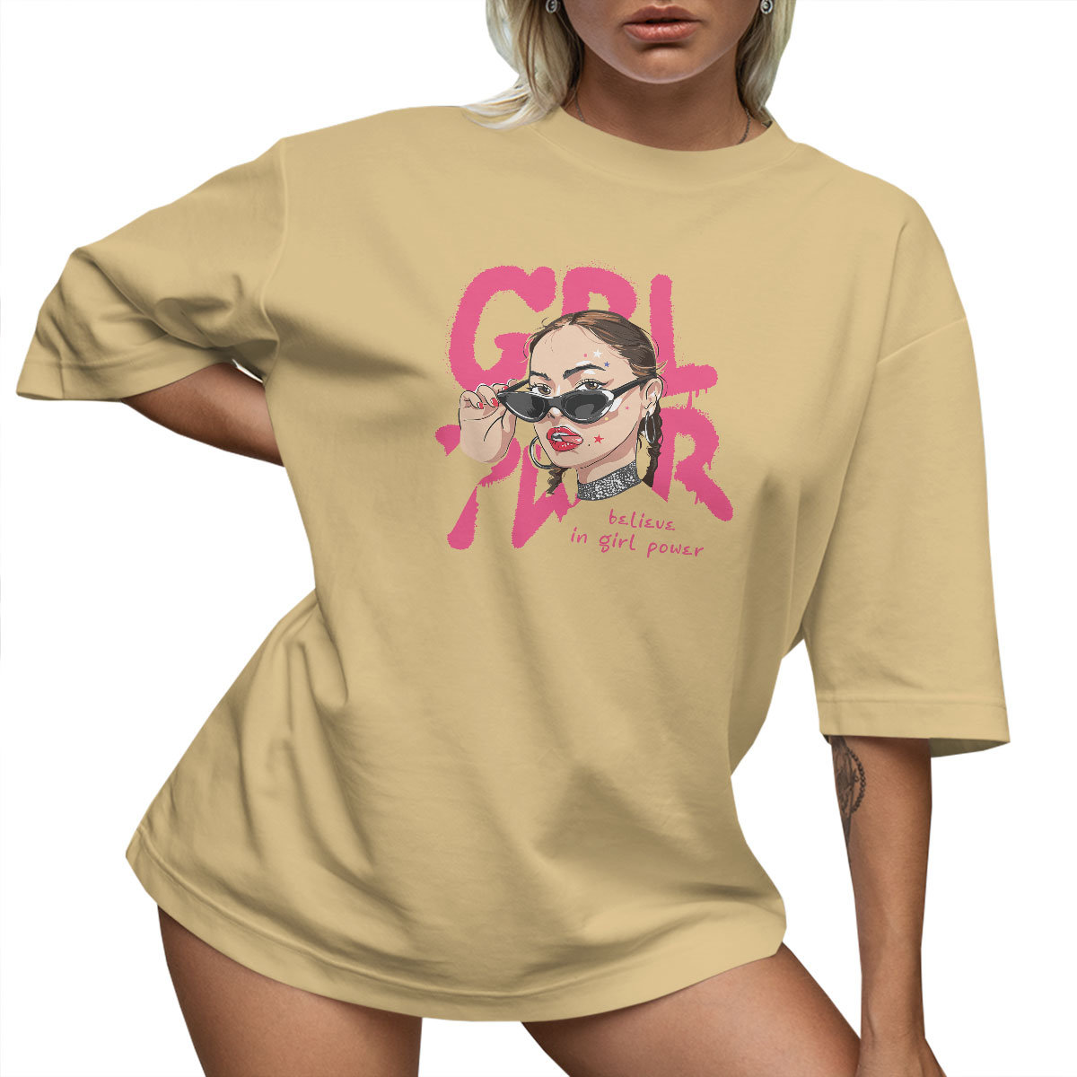 T-SHIRT OVERSIZE LU��NA KOSZULKA GIRL POWER M SUKIENKA JAKO����
