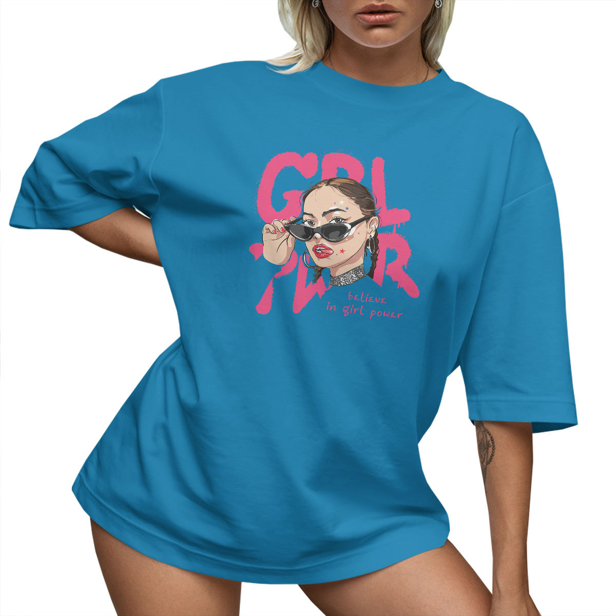 T-SHIRT OVERSIZE LU��NA KOSZULKA GIRL POWER XL SUKIENKA JAKO����