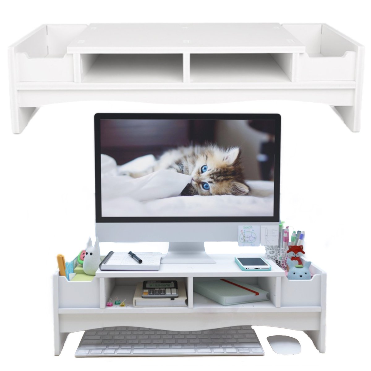 Organizer rega�� na biurko podstawa p����ka pod monitor przybornik bia��y (16676858032)