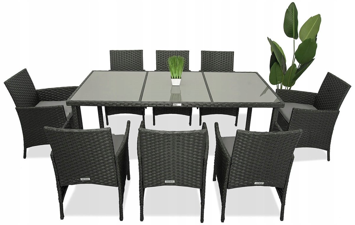Zestaw meble ogrodowe rattanowe 8 os��b FOTEL+ST���� 190 GRAFITOWE