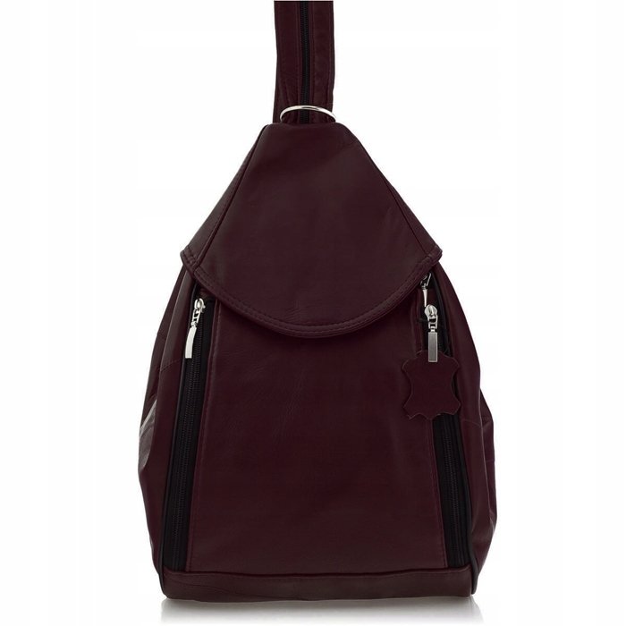 Torebka Plecak 2w1 Burgundowy Damski Sk��rzany Elegancki Rene Belveder