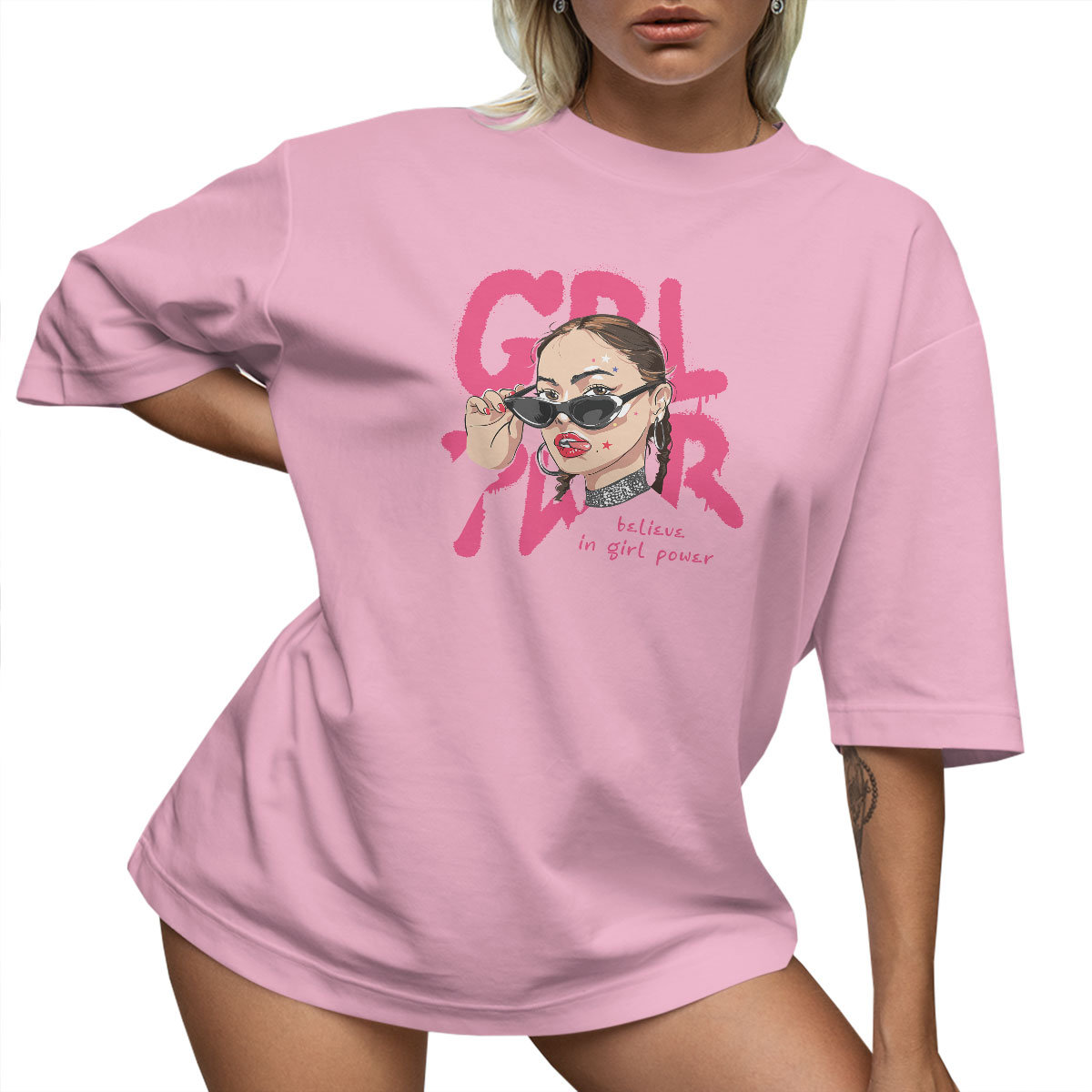 T-SHIRT OVERSIZE LU��NA KOSZULKA GIRL POWER XXXL SUKIENKA JAKO����