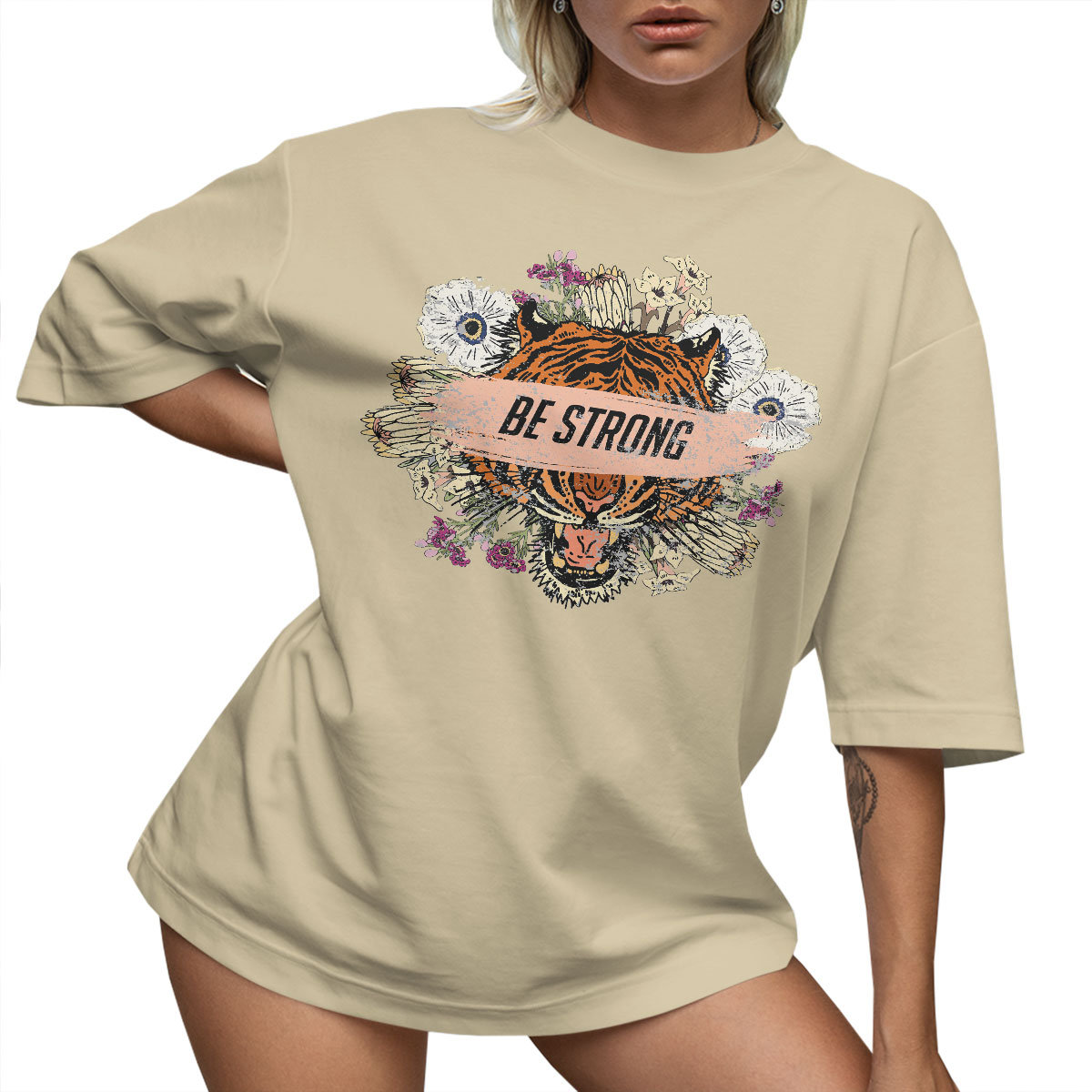 T-SHIRT OVERSIZE LU��NA KOSZULKA BE STRON TYGRYS L SUKIENKA JAKO����