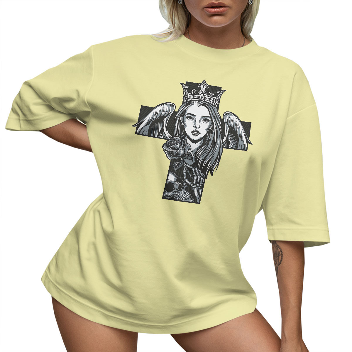 T-SHIRT OVERSIZE LU��NA KOSZULKA KRZY�� GUN KOMINIARKA R����E L SUKIENKA JAKO����