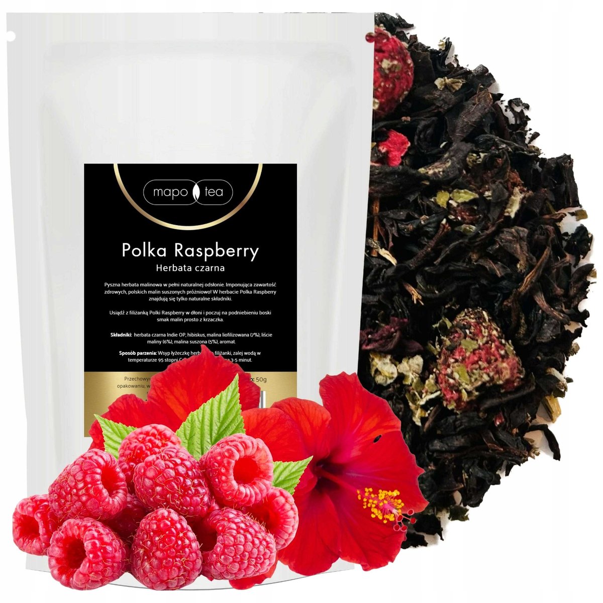 Herbata czarna li��ciasta Polka Raspberry 50g Mapo Tea