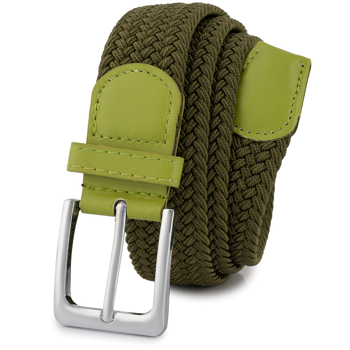 Pasek Pleciony Do Spodni Elastyczny Gumowy M��ski Damski Zielony 95