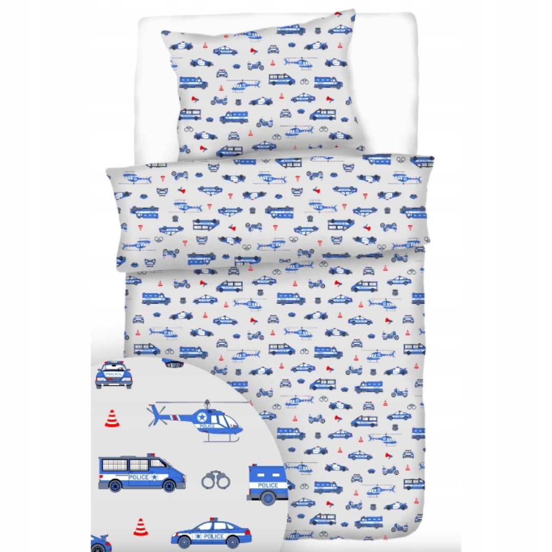 Po��ciel Do ������eczka Dzieci��ca 100x160 + 70x80 Policja Szara