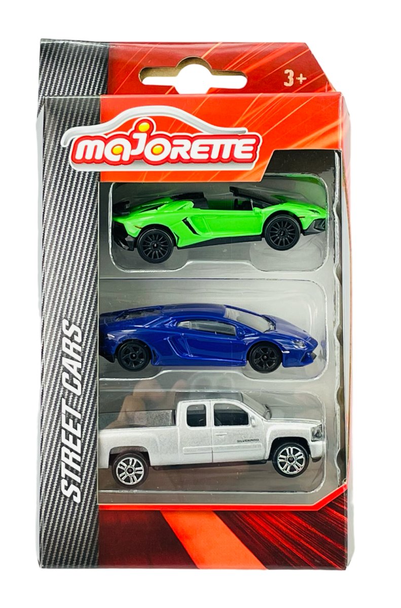 MAJORETTE STREET CARS 3-PACK 2x AVENTADOR, SILVERADO
