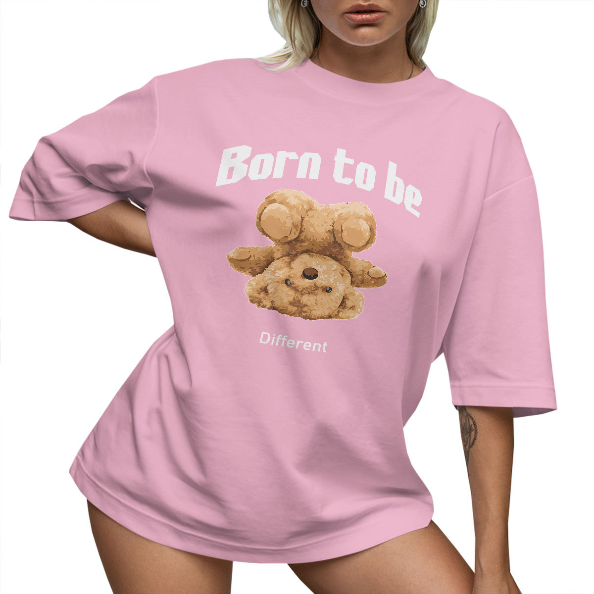 T-SHIRT OVERSIZE LU��NA KOSZULKA MI�� TEDDY BORN TO BE DIFERENT L SUKIENKA