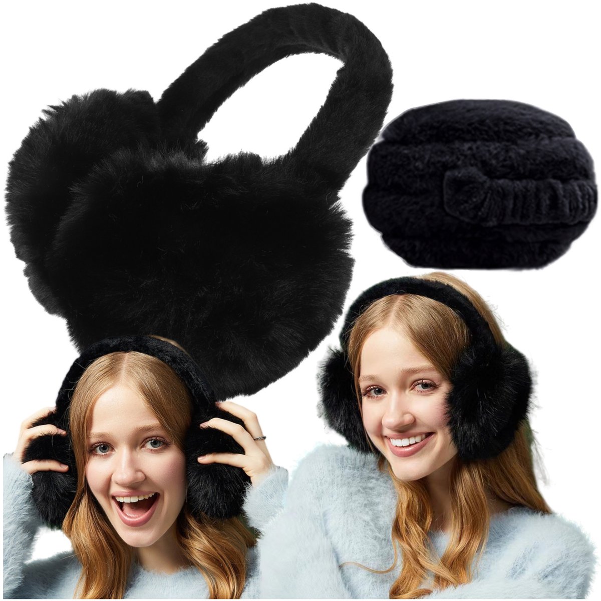 Nauszniki zimowe ciep��e ochronne puchate pluszowe na uszy opaska futrzana
