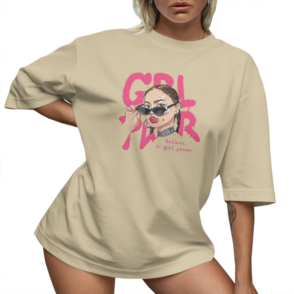 T-SHIRT OVERSIZE LU��NA KOSZULKA GIRL POWER M SUKIENKA JAKO����
