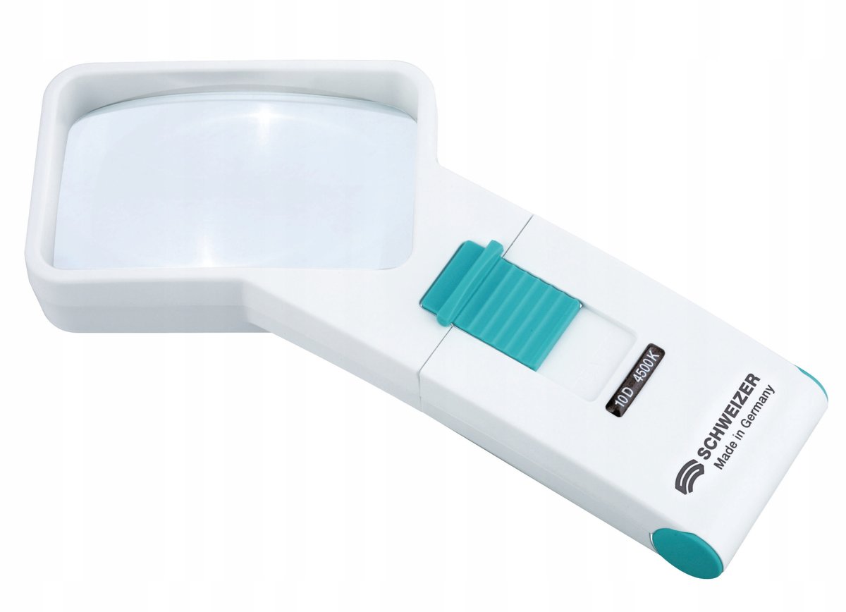 Lupa 2,5x (10D) prostok��tna prawor��czna pod��wietlenie LED SCHWEIZER ��KOLUX plus mobil
