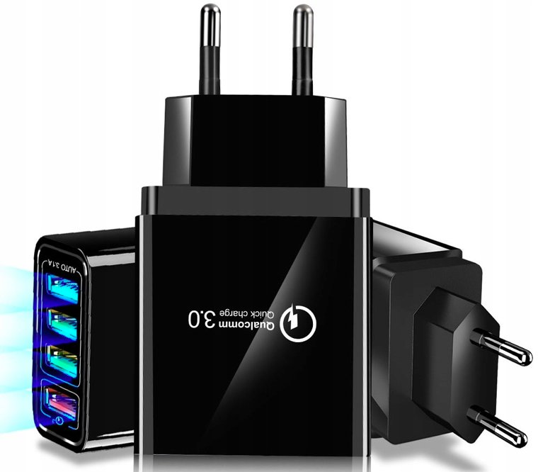 ŁADOWARKA SIECIOWA TURBO POWER UNIWERSALNA USB QUICK CHARGE 3.0 CZARNA
