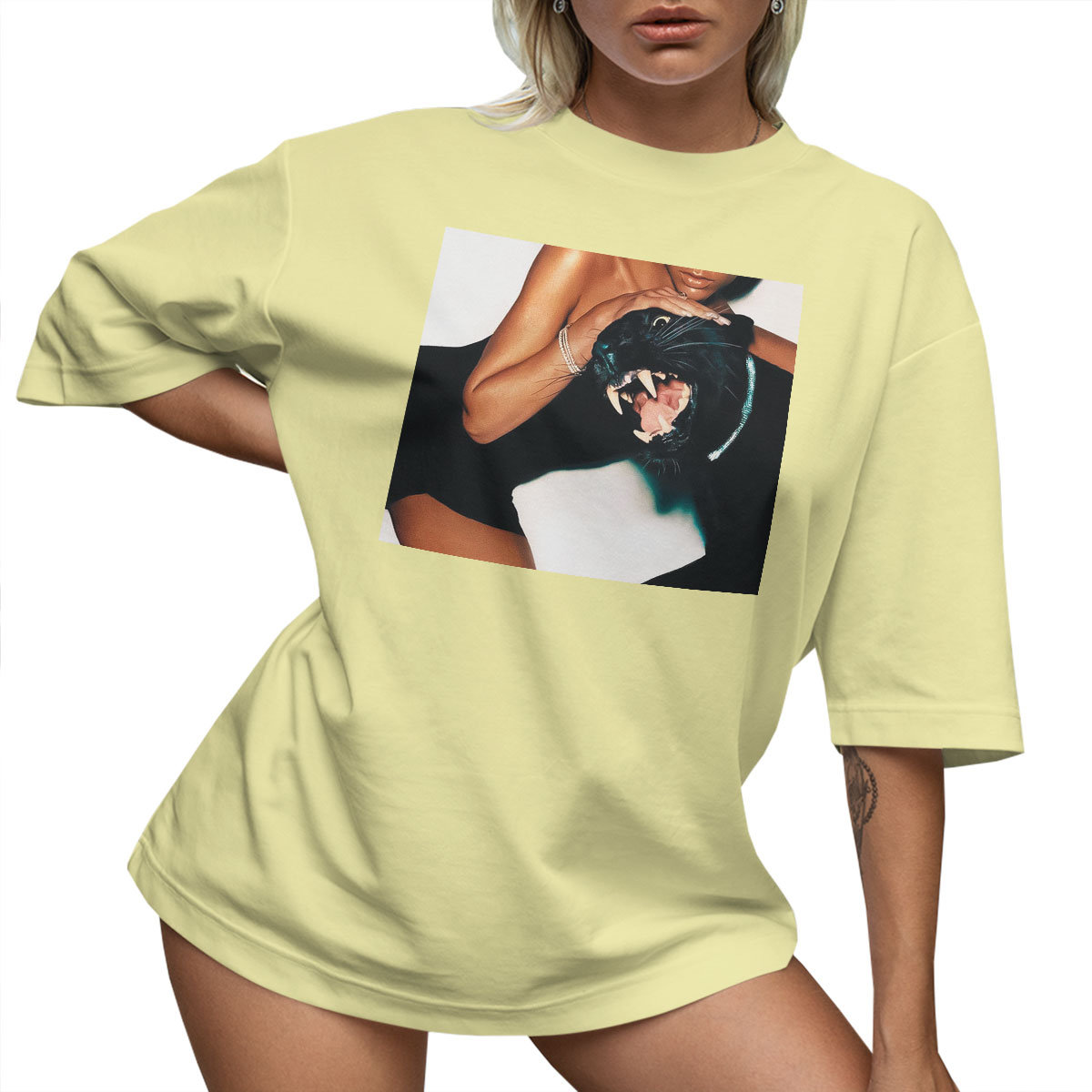 T-SHIRT OVERSIZE LU��NA KOSZULKA AESTHETIC PANTERA VICTORIA L SUKIENKA