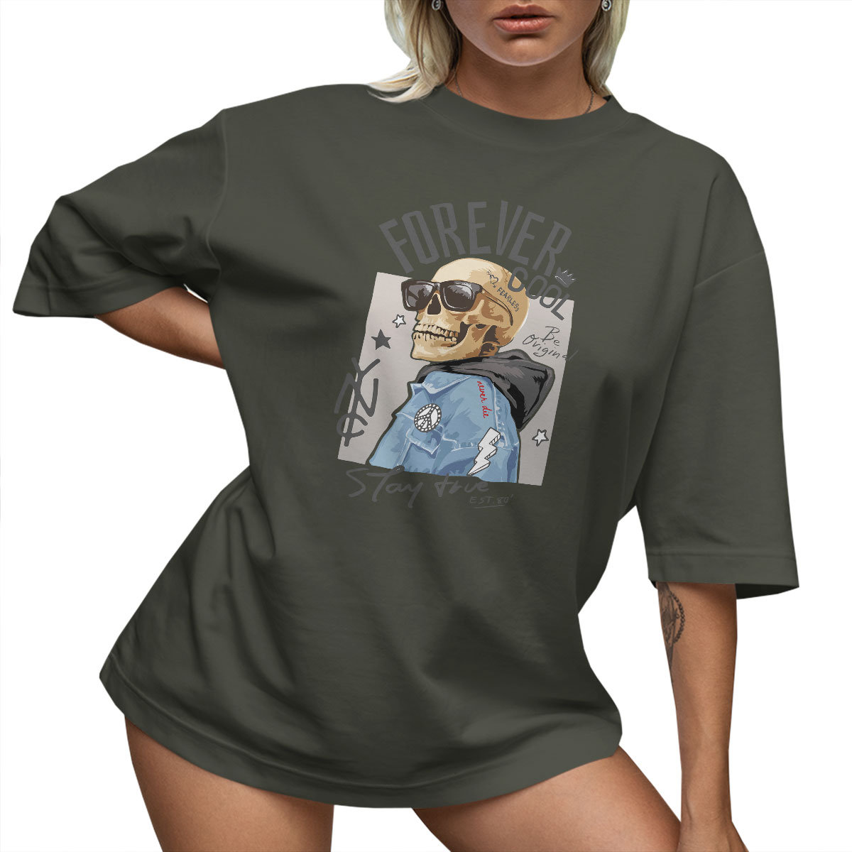 T-SHIRT OVERSIZE LU��NA KOSZULKA CZASZKA M SUKIENKA JAKO����