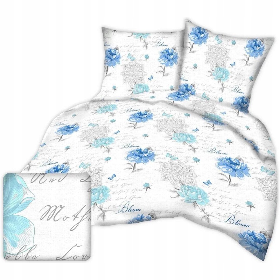 Po��ciel Dzieci��ca 120x160 + 50x70 Motyle Piwonie Niebieskie