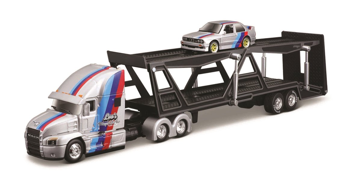 MAISTO Laweta 2-piętrowa + BMW 3 Series M3 1988 1:64 11454