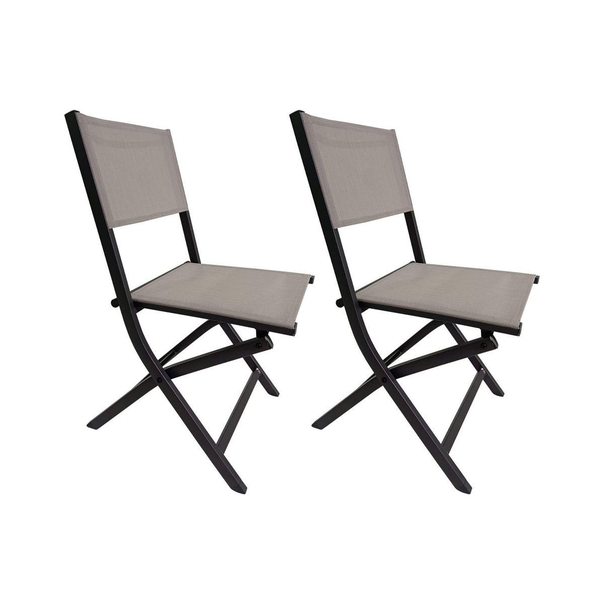 Krzes��a sk��adane Rebecca Mobili Murici 84x48x57 Aluminium Polyester Ciemnoszary Be��owy Nowoczesny ZESTAW 2 sztuki Zmontowany