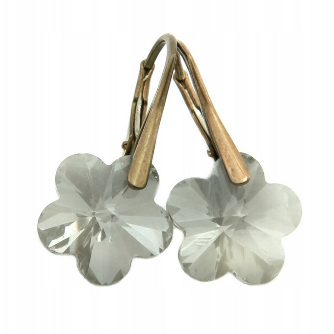 Kolczyki kryszta��ki kwiaty, kwiatki, bigle mosi��dz / JG. Projekt