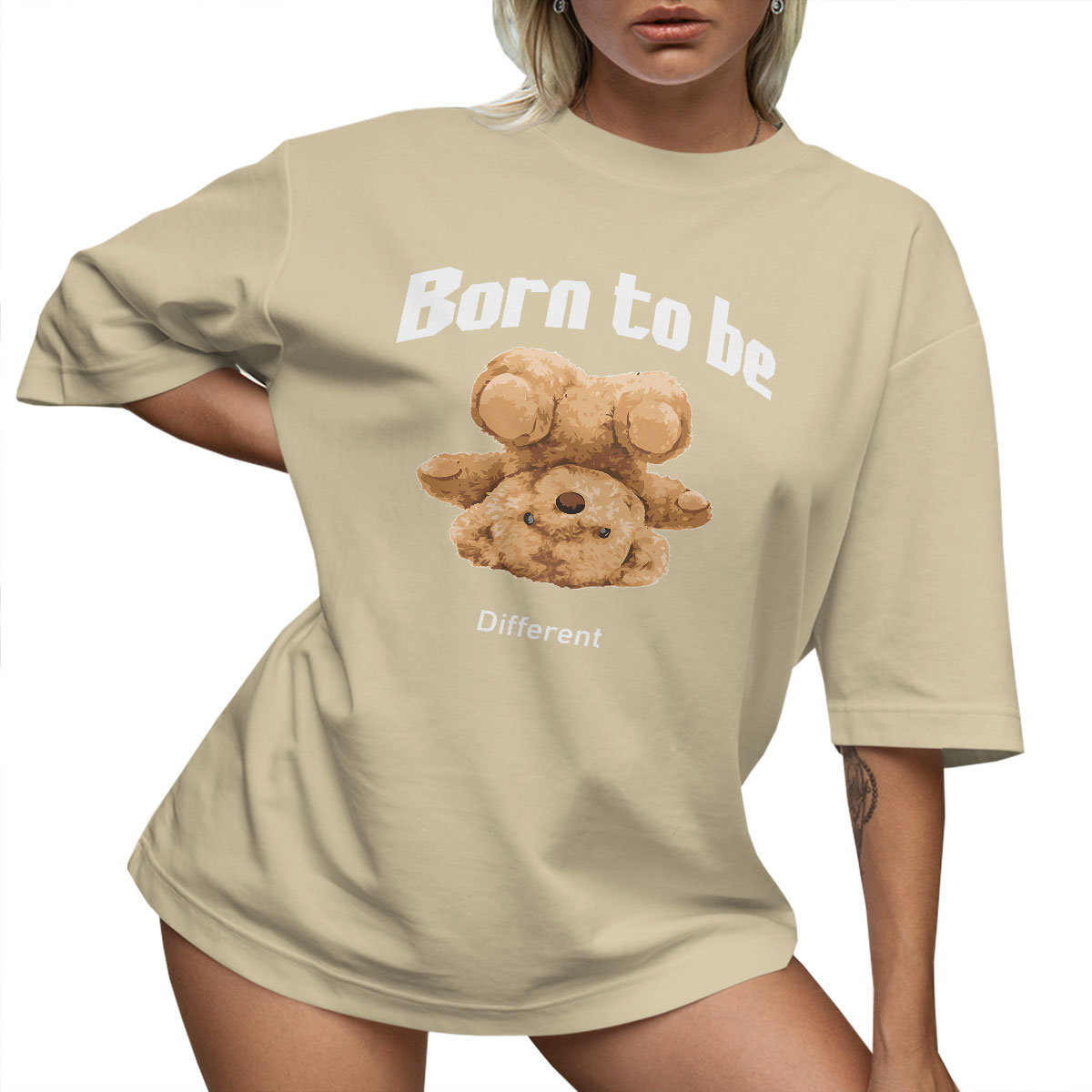 T-SHIRT OVERSIZE LU��NA KOSZULKA MI�� TEDDY BORN TO BE DIFERENT XXXL SUKIENKA