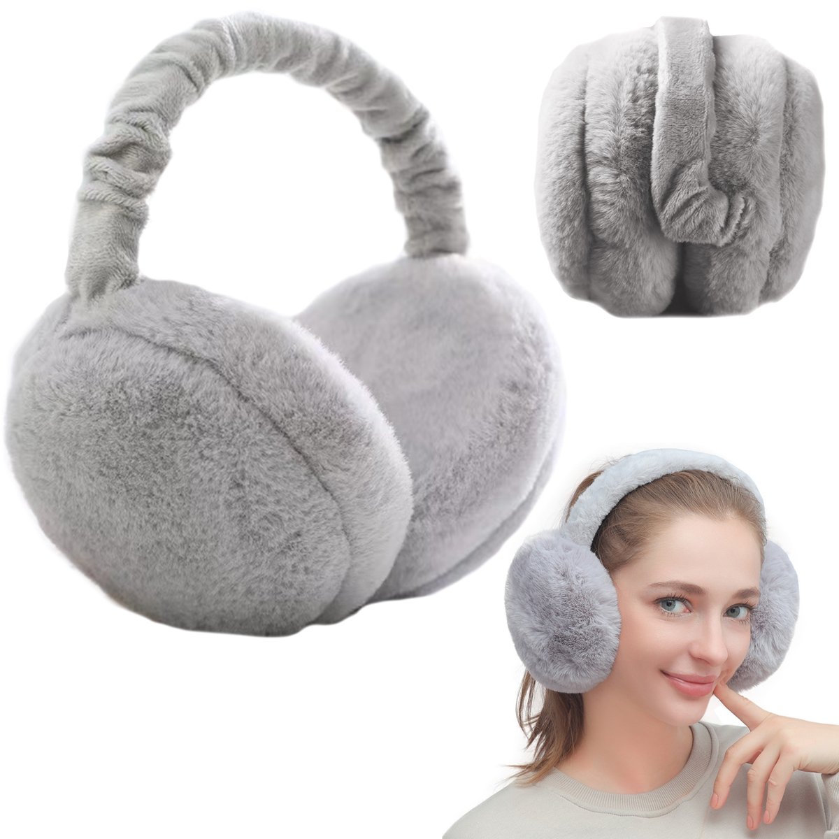 Nauszniki zimowe na uszy pluszowe ciep��e futrzane opaska klasyczna puchate