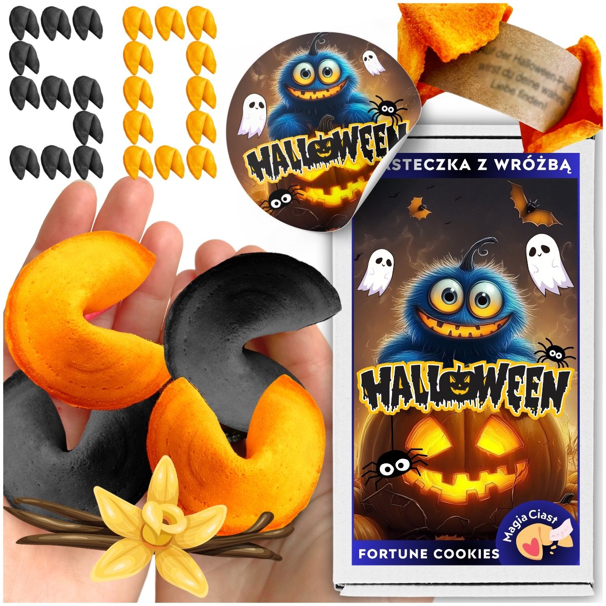Ciasteczka z Wr����b�� Kolorowe Halloween Magiczna Zabawa dla Dzieci 50 sztuk