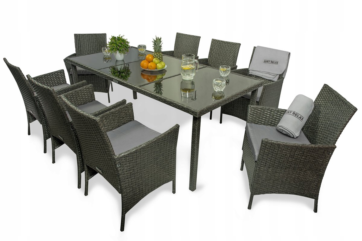 Zestaw meble ogrodowe rattanowe 8 os��b FOTEL+ST���� 190 Br��zowe