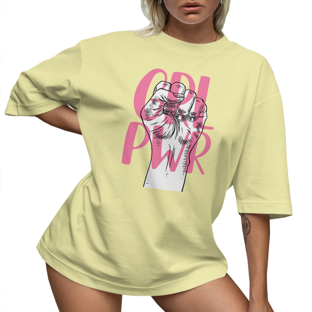 T-SHIRT OVERSIZE LU��NA KOSZULKA GIRL POWER M SUKIENKA JAKO����