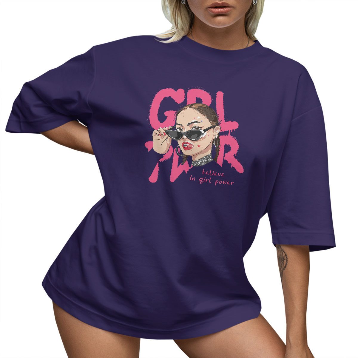 T-SHIRT OVERSIZE LU��NA KOSZULKA GIRL POWER M SUKIENKA JAKO����