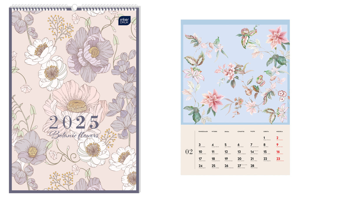 Kalendarz ścienny planszowy 28x40cm BOTANIC na 2025 rok