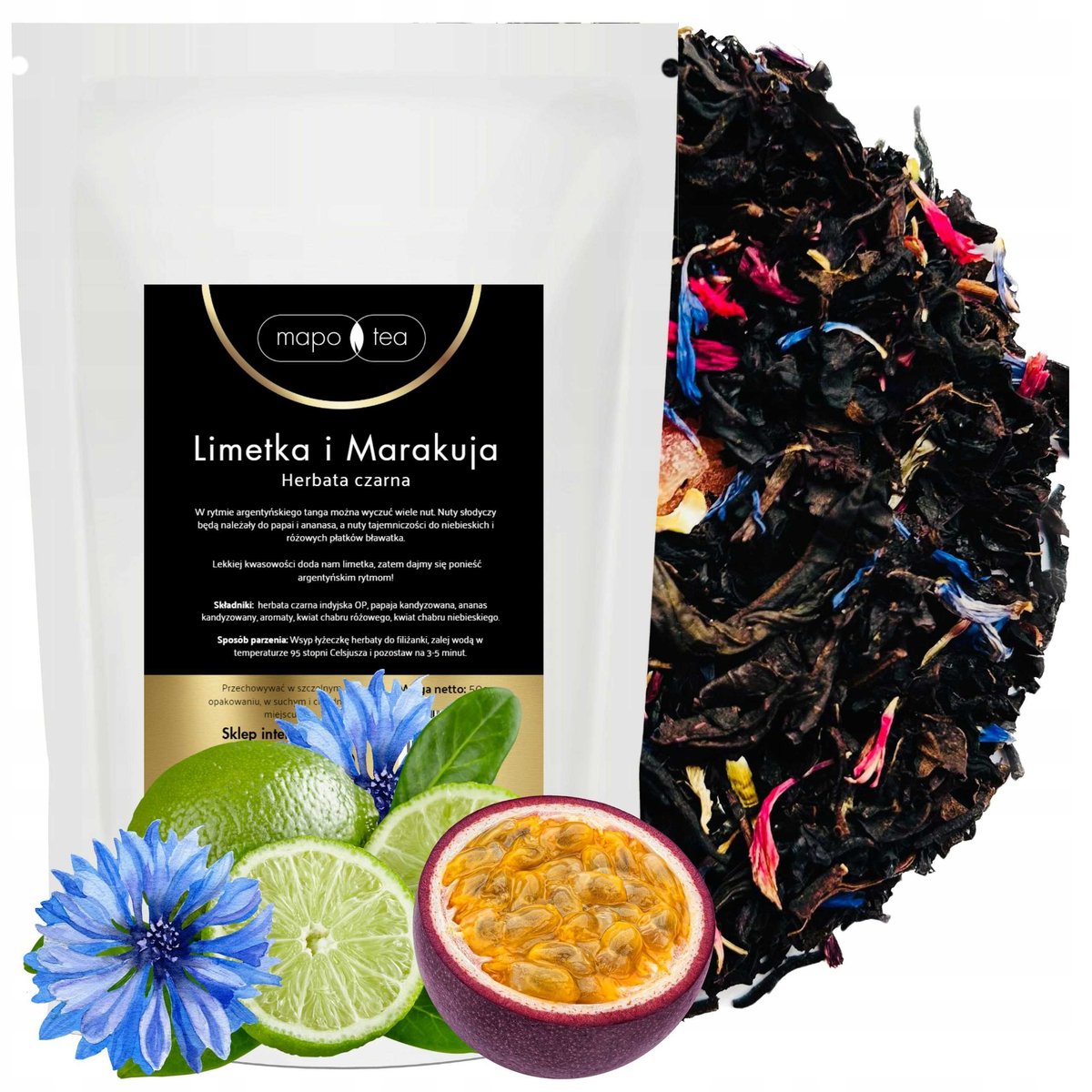 Herbata czarna li��ciasta Limetka i Marakuja 50g Mapo Tea