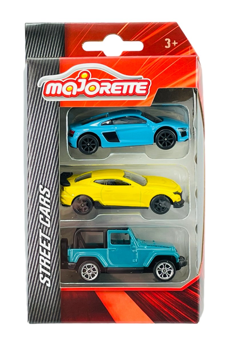 MAJORETTE STREET CARS 3-PACK AUDI R8 , CAMARO, WRANGLER