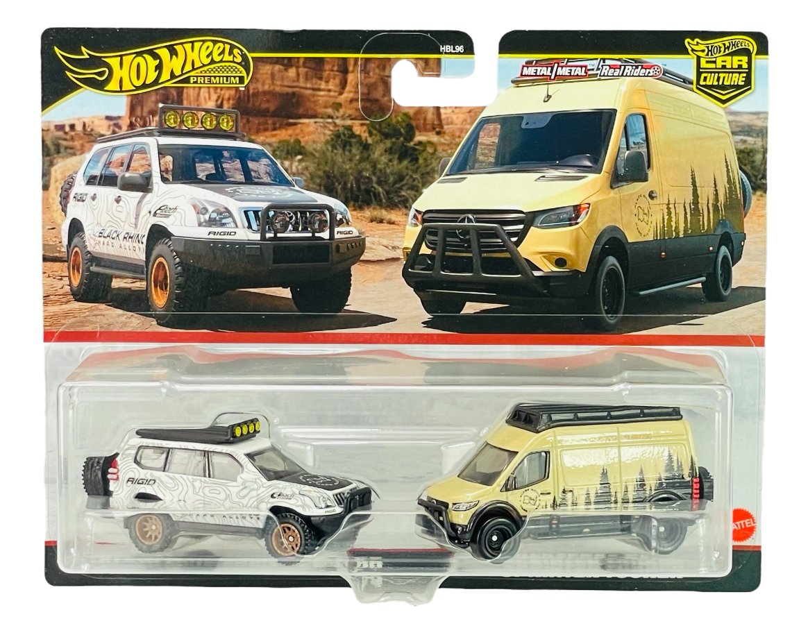 HOT WHEELS PREMIUM MERCEDES-BENZ SPRINTER + '05 TOYOTA LAND CRUISER HRR76