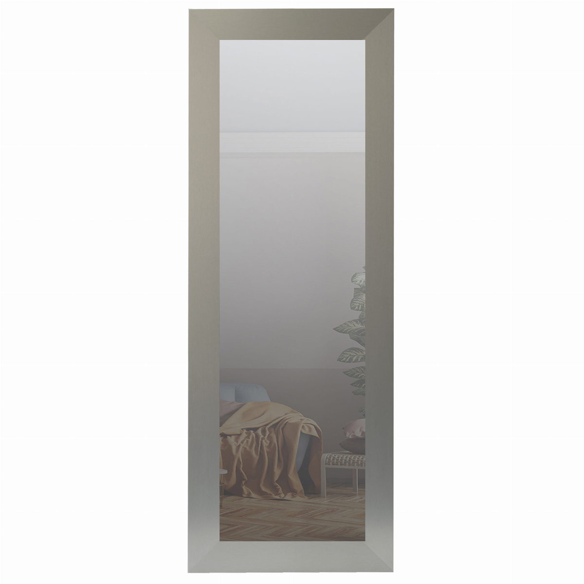 Lustro wiszące w ozdobnej ramie MDF 140x40 cm srebrne do salonu pokoju sypialni