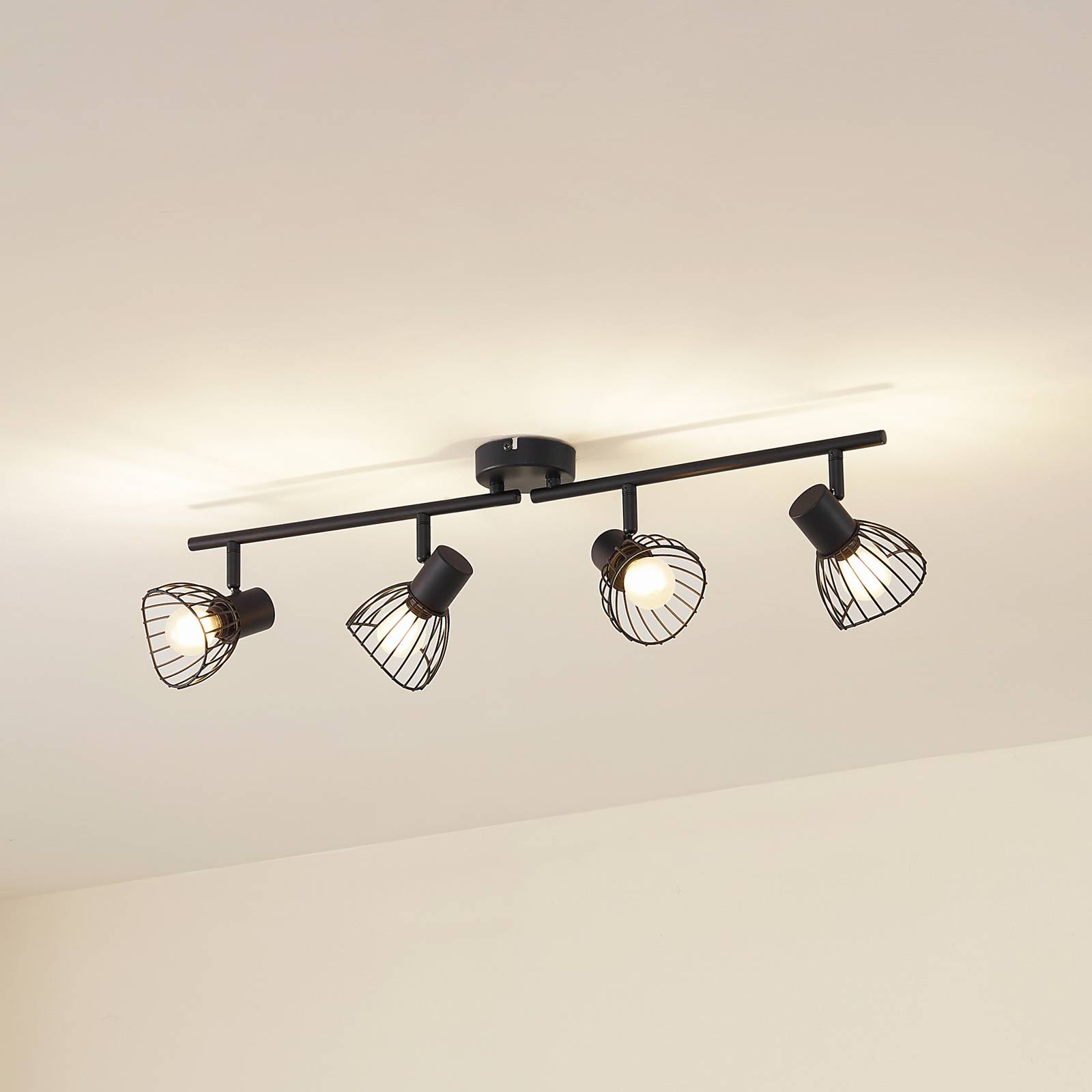 Lampa sufitowa Lindby Piena, czarna, 4-punktowa, metal, 70cm