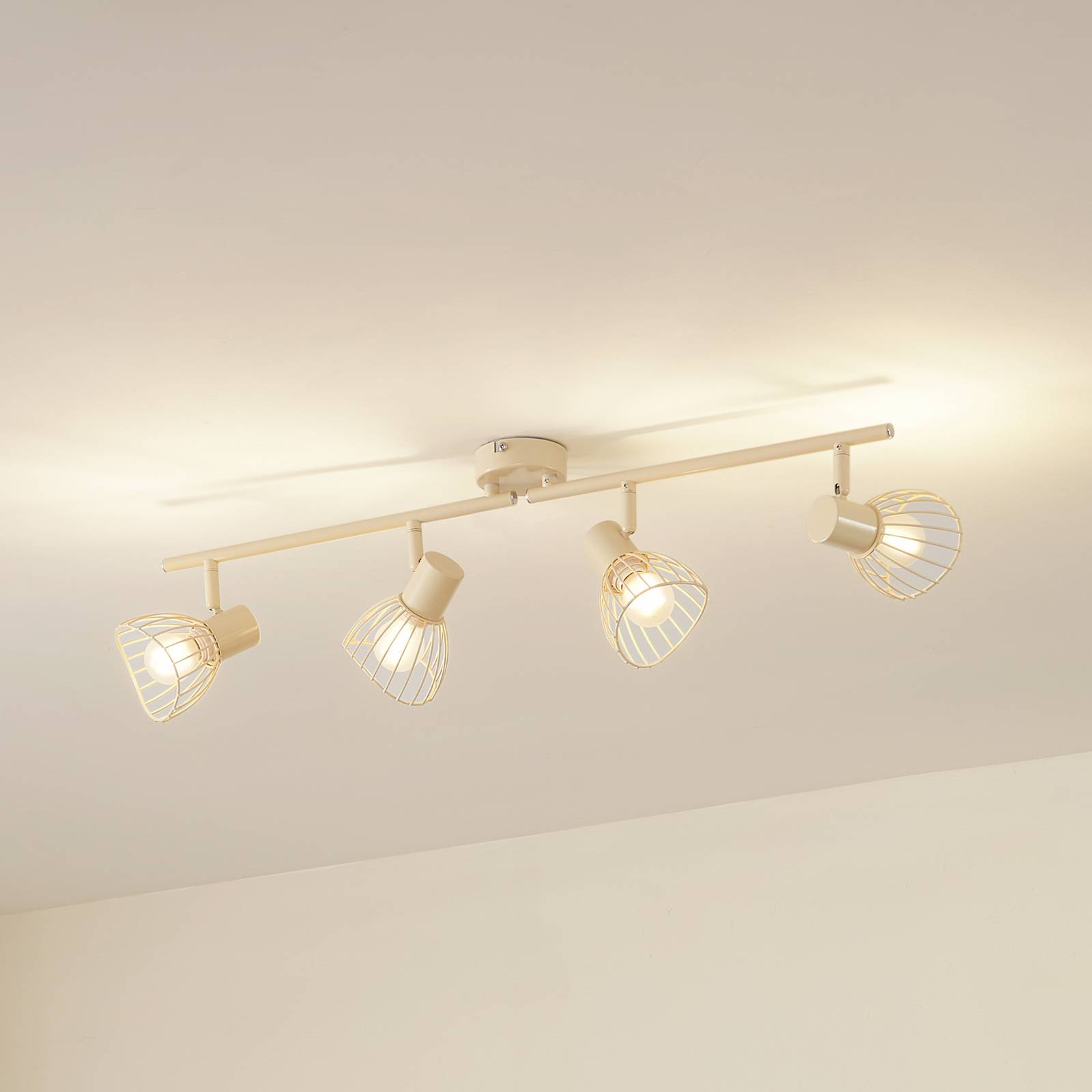 Lampa sufitowa Lindby Piena, beżowa, 4-punktowa, metal, 70cm