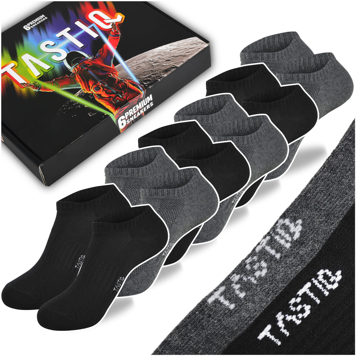 TASTIQ PREMIUM Skarpetki Stopki M��skie Bawe��na BLACKMIX 6 Par Rozmiar 39/42