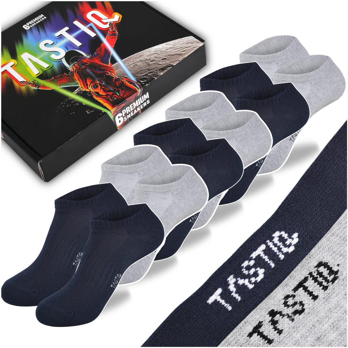 TASTIQ PREMIUM Skarpetki Stopki M��skie MIX NAVY Bawe��na 6 Par Rozmiar 35/38