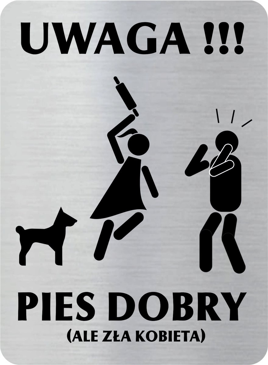 Tabliczka Pies dobry ale z��a kobieta, GRAWER, gad��et, prezent 11x15cm