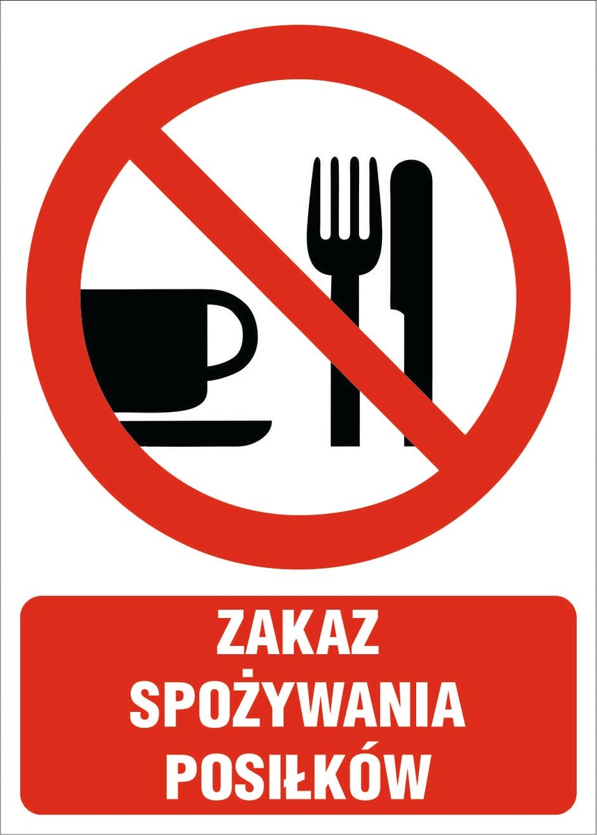 Tabliczka Zakaz spo��ywania posi��k��w 30x42cm PCV 3mm