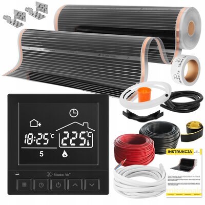 Folia grzewcza na podczerwień MISSION AIR Black Silver PTC 160W/m2 20m2 szer. 100cm + regulator Taurus Czarny