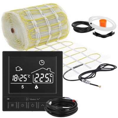 Mata grzewcza pod płytki MISSION AIR MA-160W/m² 18m² (36mb x 50cm)  + regulator Taurus Czarny