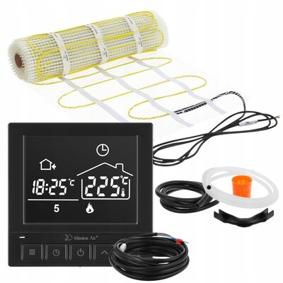 Mata grzewcza pod płytki MISSION AIR MA-160W/m² 2m² (4mb x 50cm) + regulator Taurus Czarny