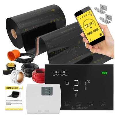 Folia grzewcza na podczerwień MISSION AIR Black Gold PTC 160W 16m2 (32mb x 50cm) + regulator Gemini Czarny WiFi | Bezpłatny transport