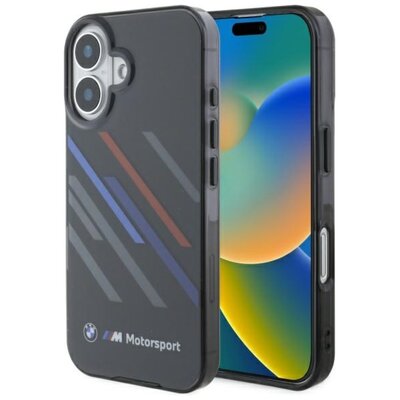 Etui BMW Motosport IML Random Stripes do Apple iPhone 16 Czarny | Bezpłatny transport