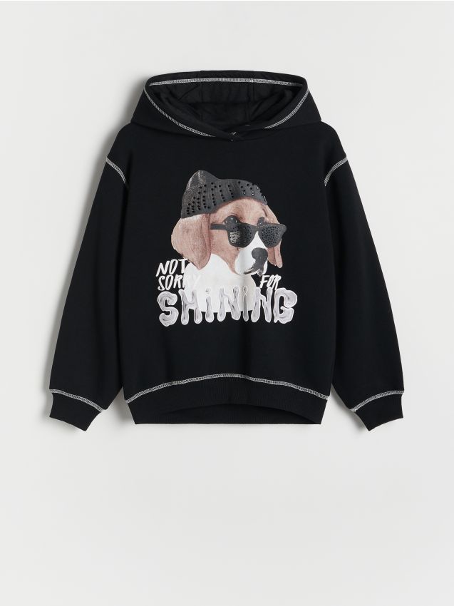 Reserved - Bluza z aplikacją - czarny