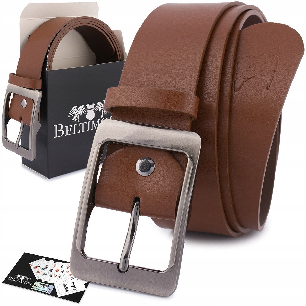 Skórzany pasek damski do spodni sukienki brązowy skóra nat 4 cm Beltimore D81 czarny r.80-95 cm