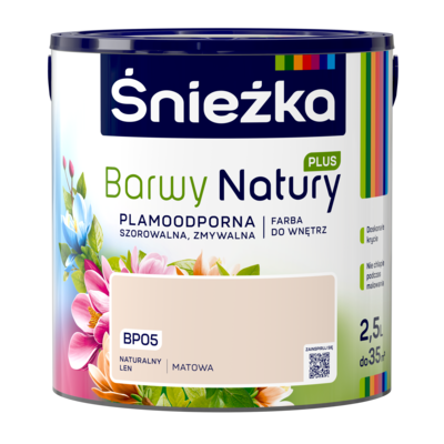 Farba lateksowa Barwy Natury PLUS TESTER naturalny len BP05 2,5 l Śnieżka