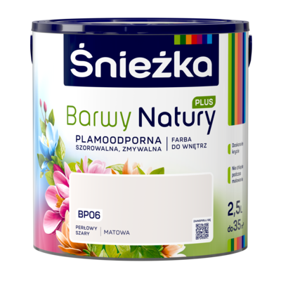 Farba lateksowa Barwy Natury PLUS TESTER perłowy szary BP06 2,5 l Śnieżka